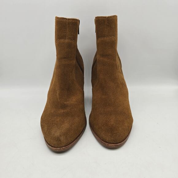 Soludos Emma Chestnut Suede Leather Heeled Ankle Boots Booties Brown Size 7.5 - Picture 2 of 8